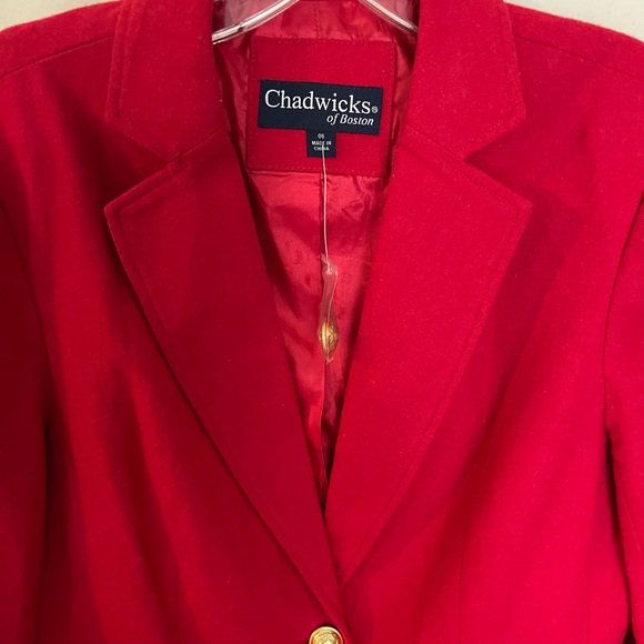 Vintage Chadwick's of Boston Red Wool Blend Classic Blazer Elbow Pads - Picture 3 of 8